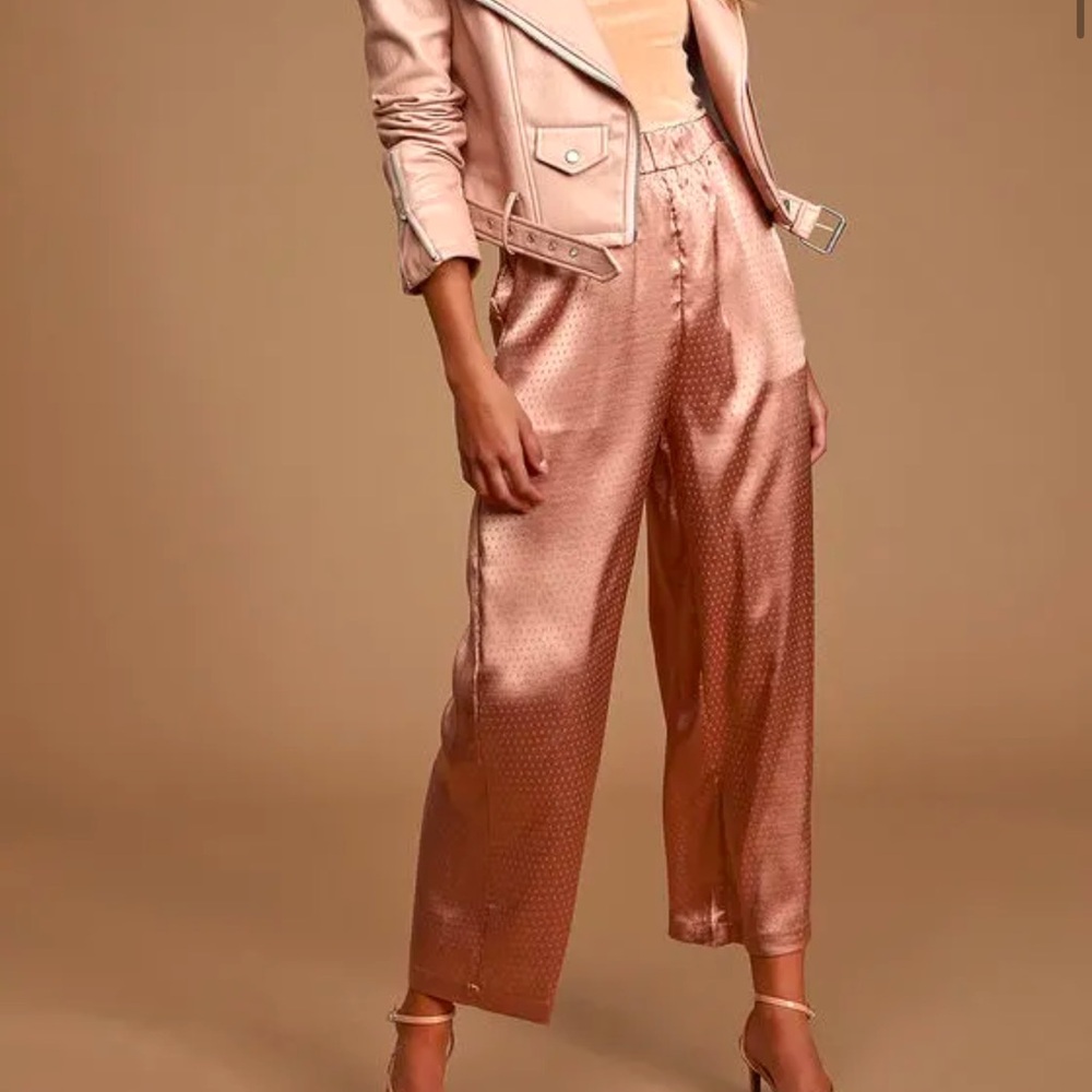 Lulus polka dot pink satin pants